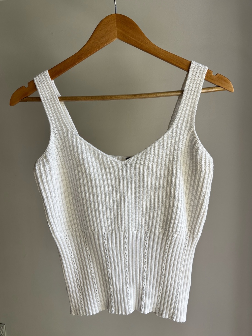 White Ribbed Knit Tank Top